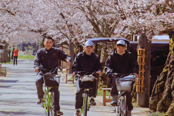【作品名】楽しい通勤路 撮影者:木浦 正夫 様 夢街道ルネサンス認定地区名:出雲街道新庄宿(岡山県真庭郡新庄村)