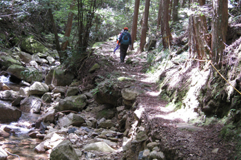 【作品名】歴史を刻む石畳と渓流 撮影者:中尾 文拡 様 夢街道ルネサンス認定地区名:古道 津和野街道・廿日市(広島県廿日市市中道)